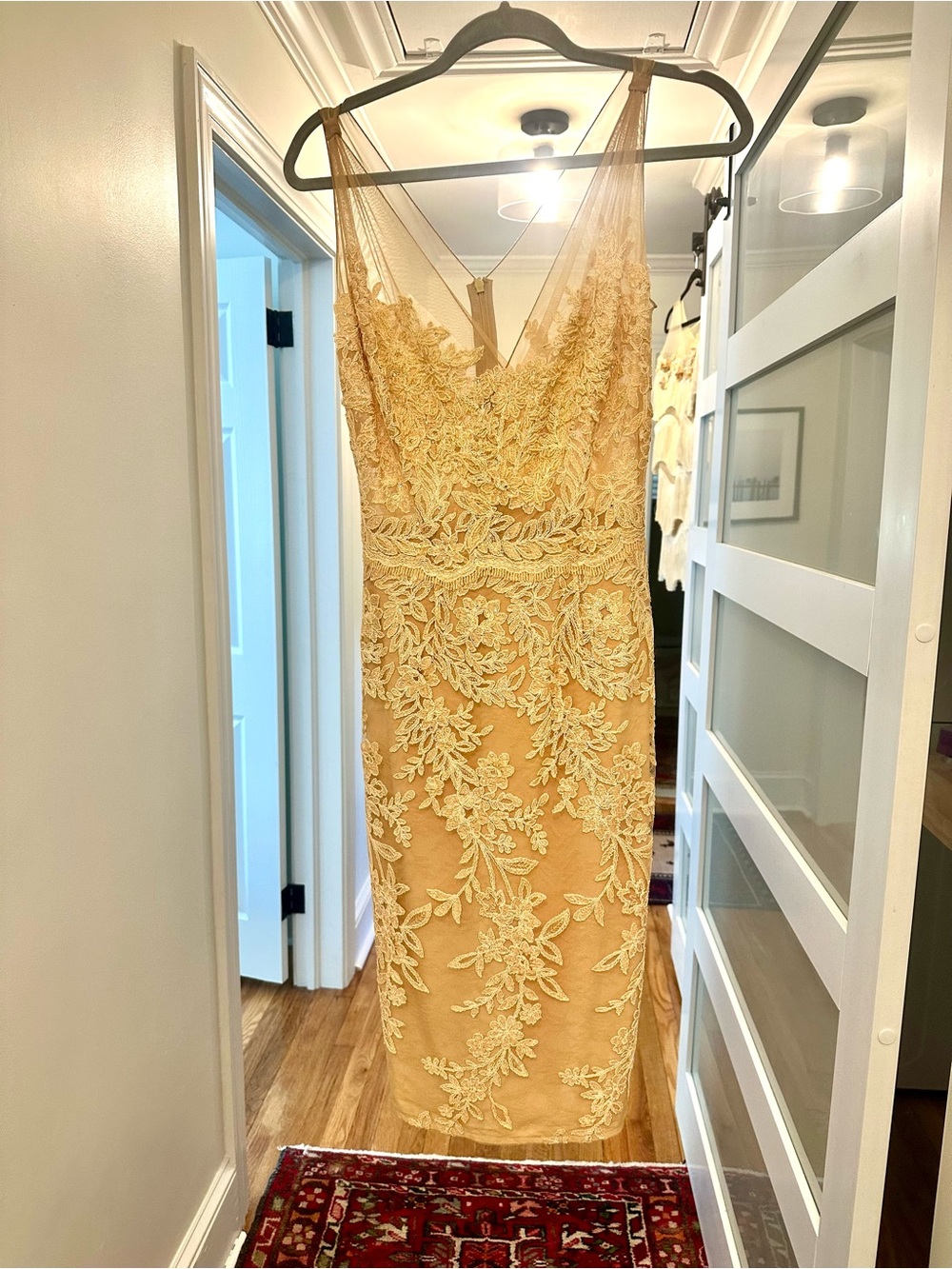 O'Flanc Haute Couture Lace Dress in Blush Nude